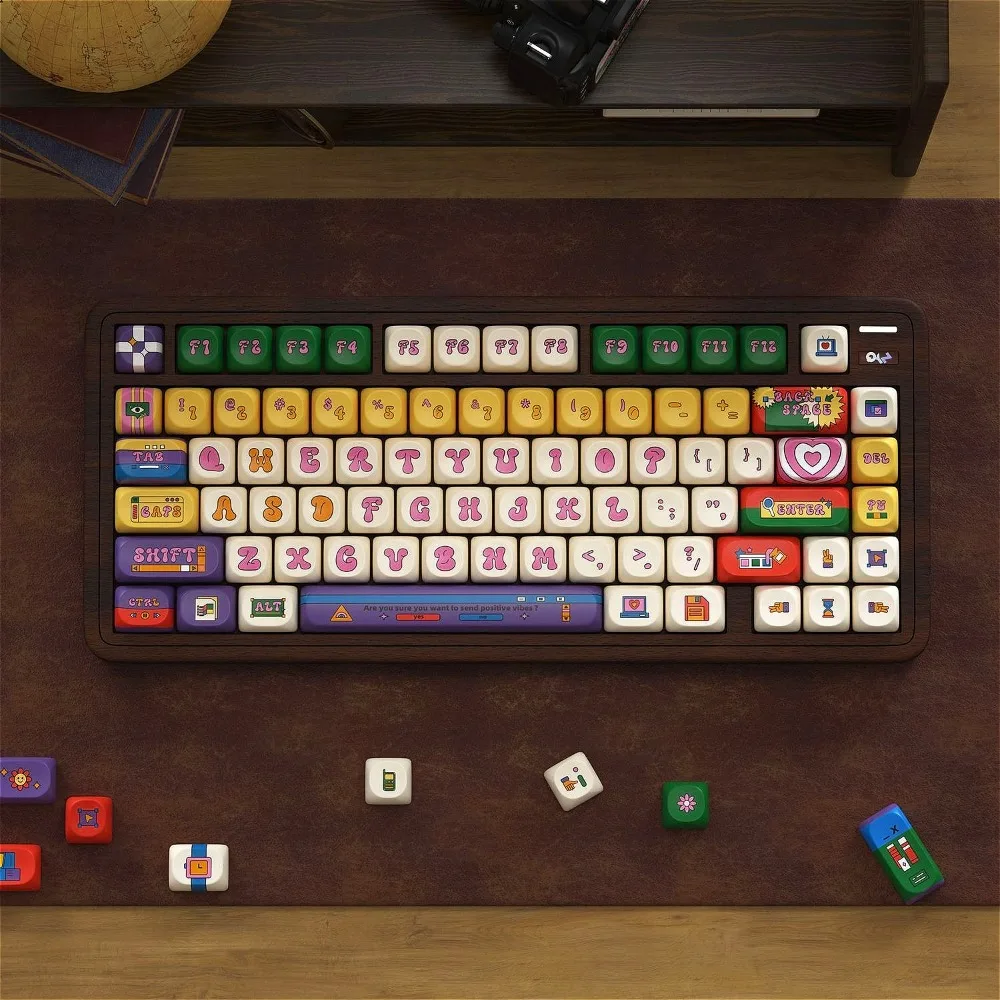 

120-Key Retro Green Keycaps, SOA Profile, GMK PBT, Cute Keycaps, Suitable for Mechanical Keyboards (Sublimation-Printed Keycaps)