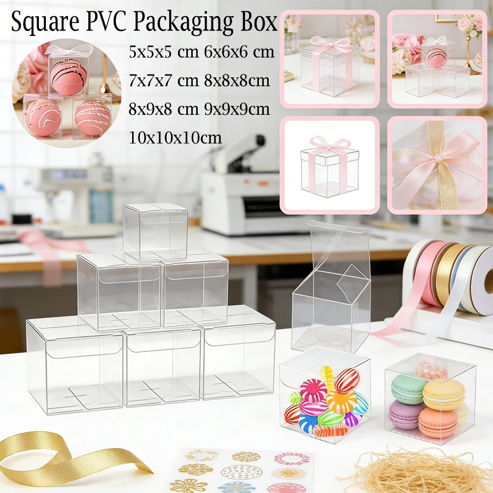 

10-50pcs Transparents Foldable PVC Display Boxes, Square Plastic Gift Containers for Candy, Collectibles & Small Storage