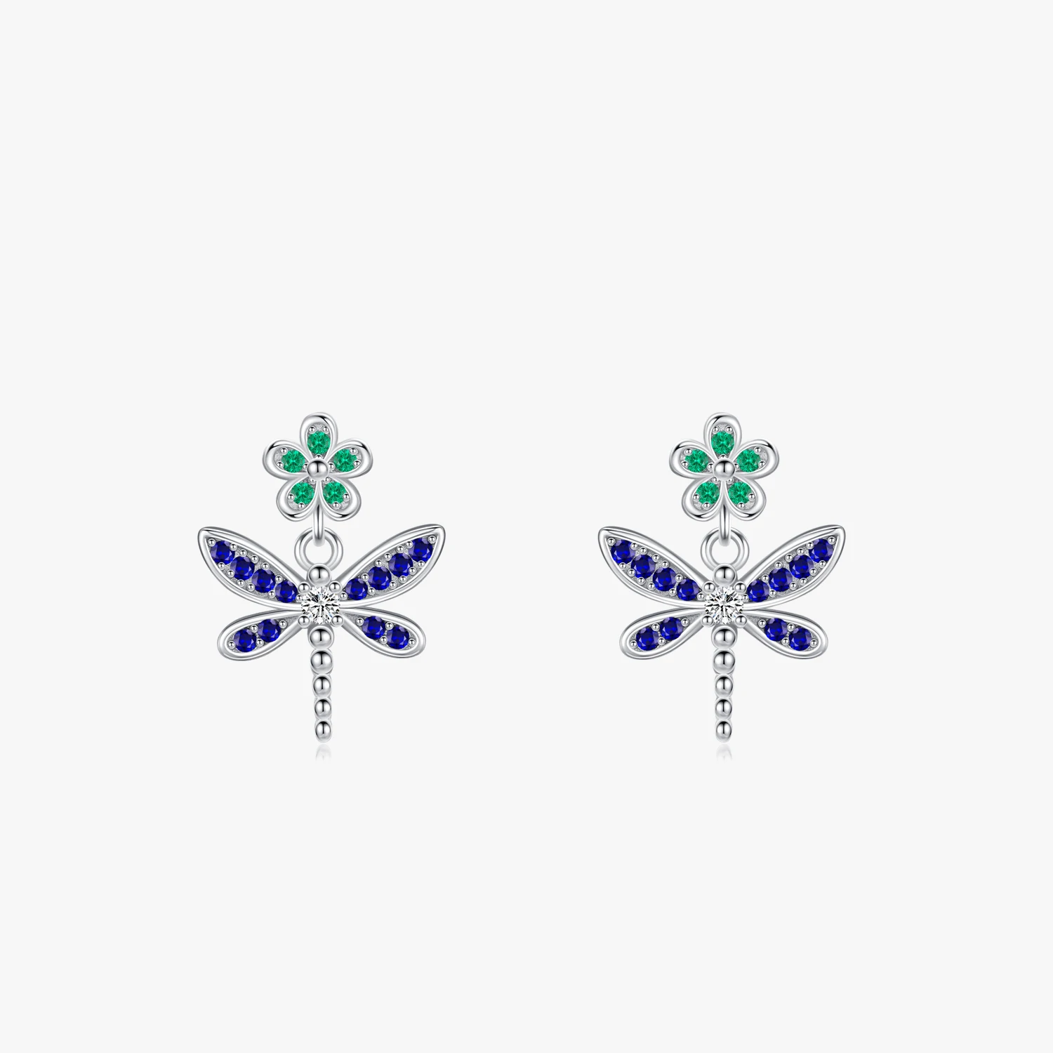 

925 Sterling Silver Elegant Colorful Zirconia Dragonfly Stud Earrings Insect Earrings for Women Wedding Statement Jewelry