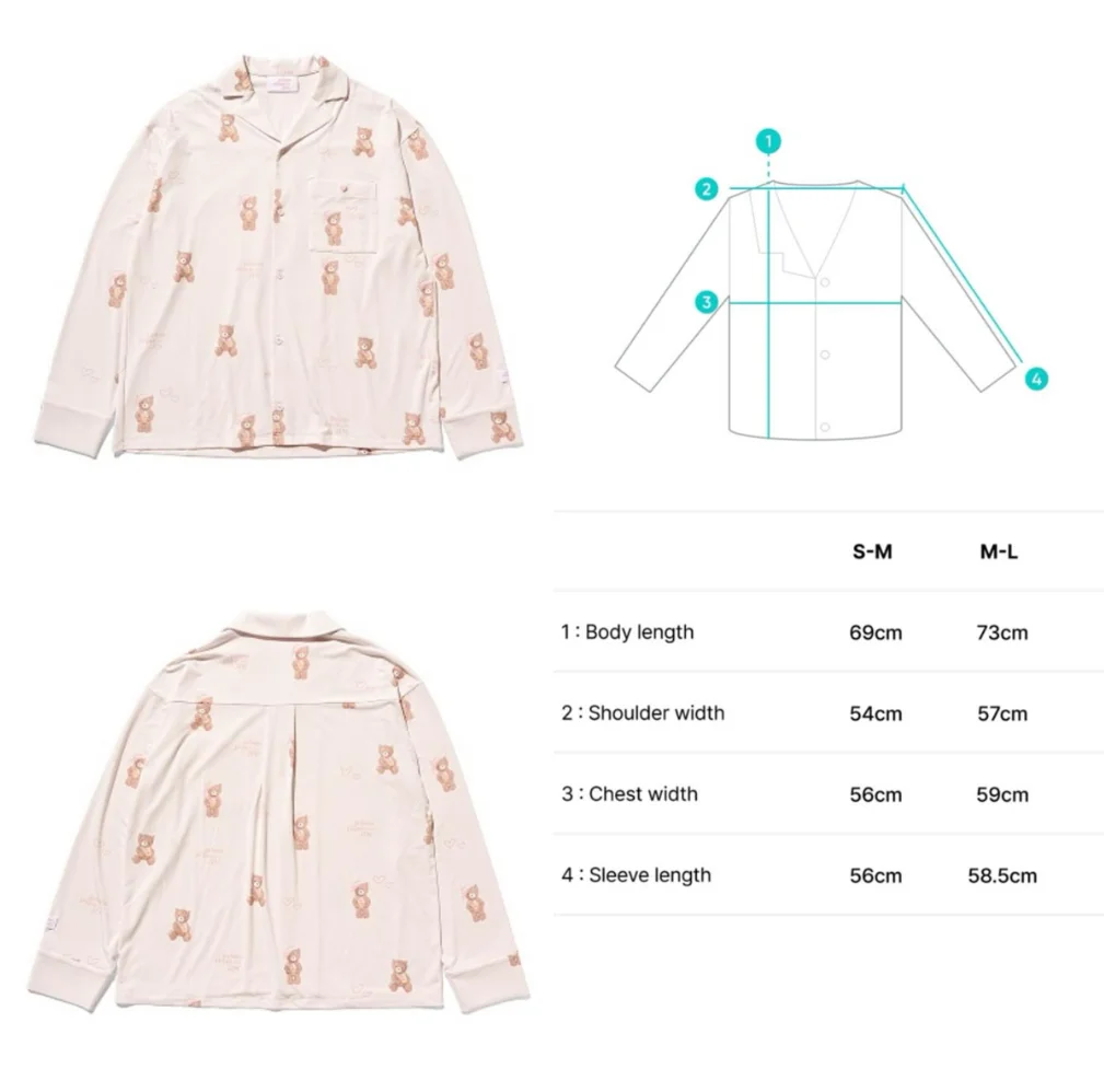 

kpop jin Bear Pattern Shirt (Pink)