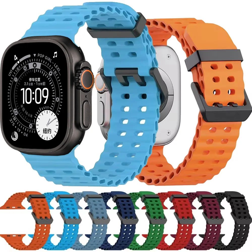 

Ocean Strap For Apple Watch Band Ultra 3 49mm Series 11 10 46mm Sports Bracelet Wristband iWatch 9 8 7 6 5 4 SE 45mm 44mm Correa