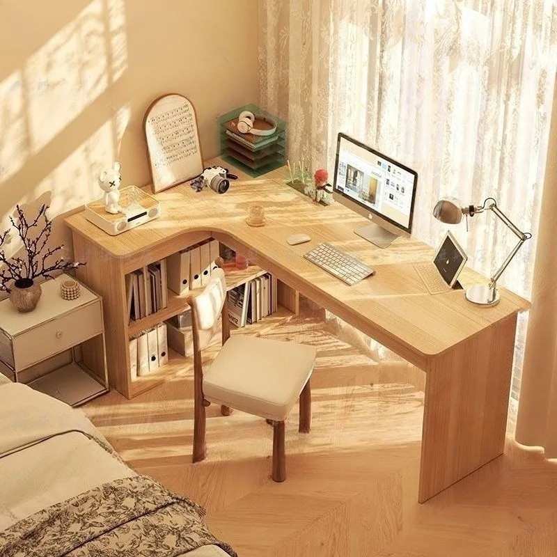 Corner Computer Desk Corner Desk Home Study Table Bedroom Girls Dresser Bookcase Integrated Desk