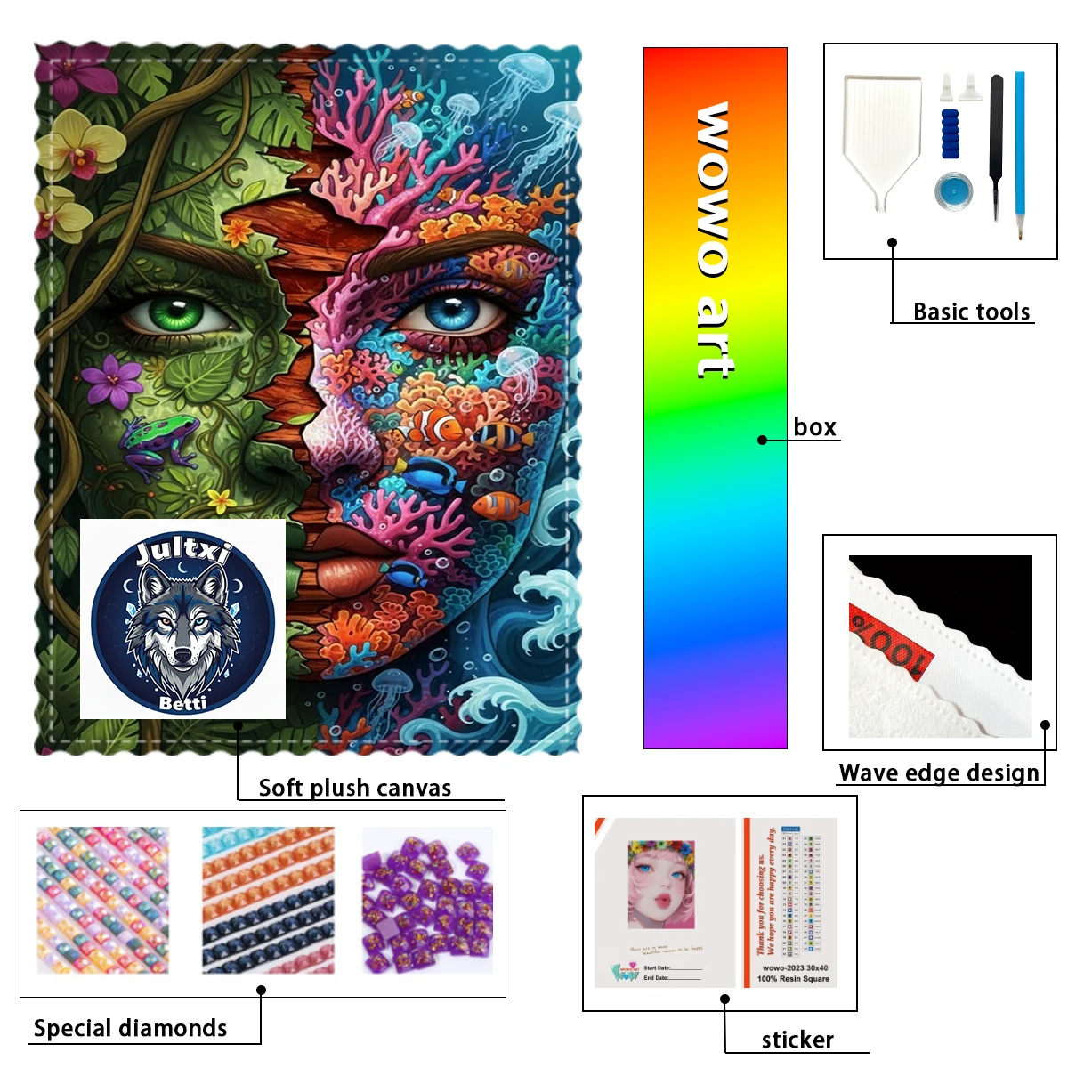 

【Betti_ Diamond Art】Благородный кара Кристалл AB Горный хрусталь FD Горный хрусталь Идеальный алмаз из смолы