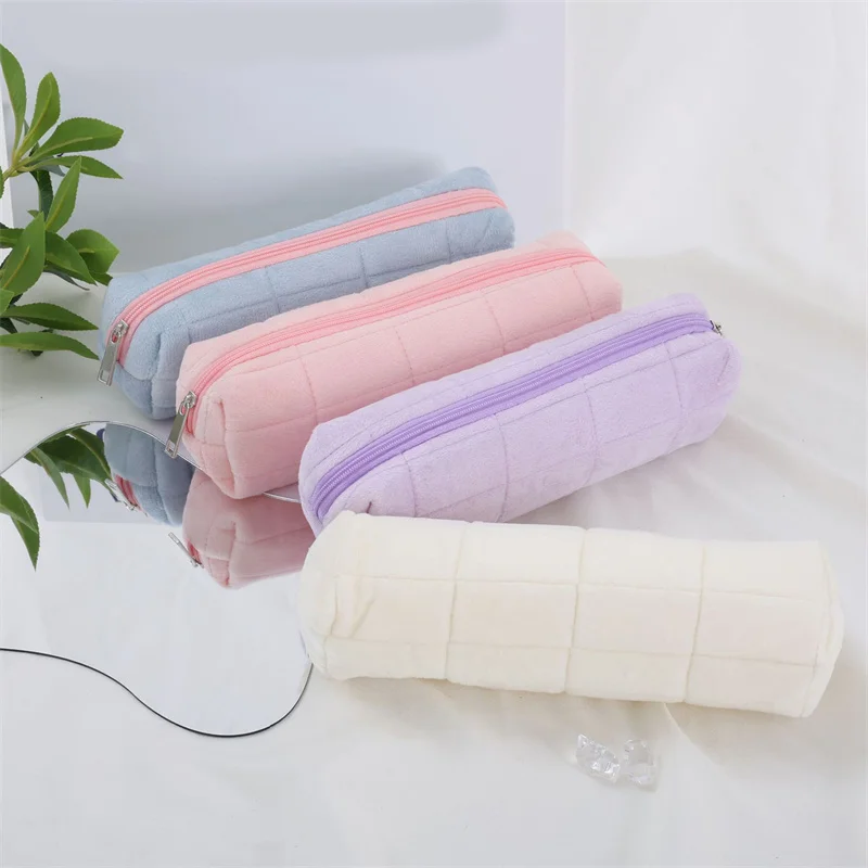 Kawaii Pencil Case Creative Pillow Bag Large Capacity Short fluff Bag for Girls School Supplies Stationery Box Cosmetic Bag