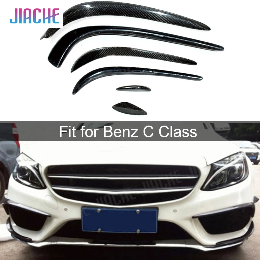 

Real Carbon Fiber Bumper Side Canards Splitter Spoiler Fog Lamps Trims for Mercedes Benz C Class W205 C63 AMG C200 C260 15-17