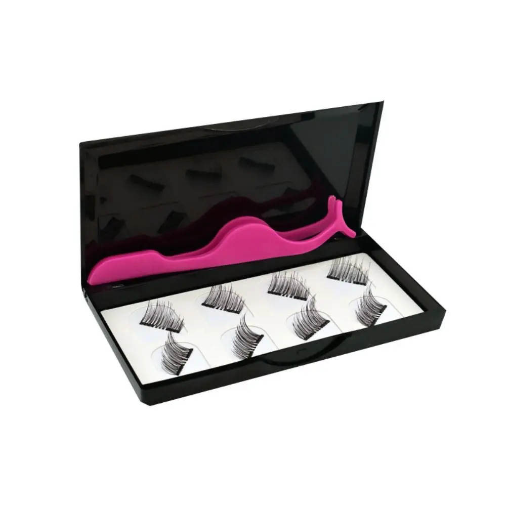 

New Natural Look Magnetic Eyelashes No Glue Half Eye Magnetic Lashes with Tweezers Reusable False Eyelashes