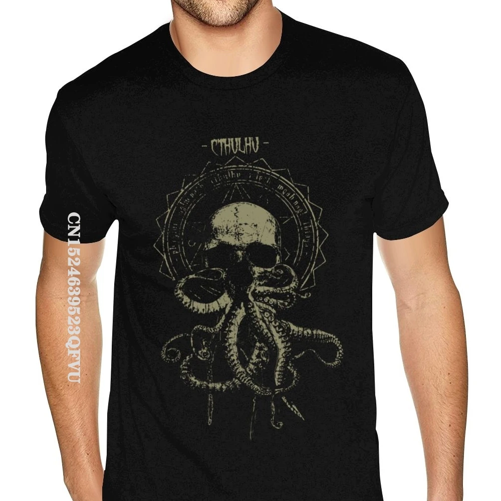 Cthulhu Tees Shirt Mens Oversized Anime Tshirt Men Premium Cotton Tee Shirt Europe Men Tshirts New Coming Cotton Tops Tees