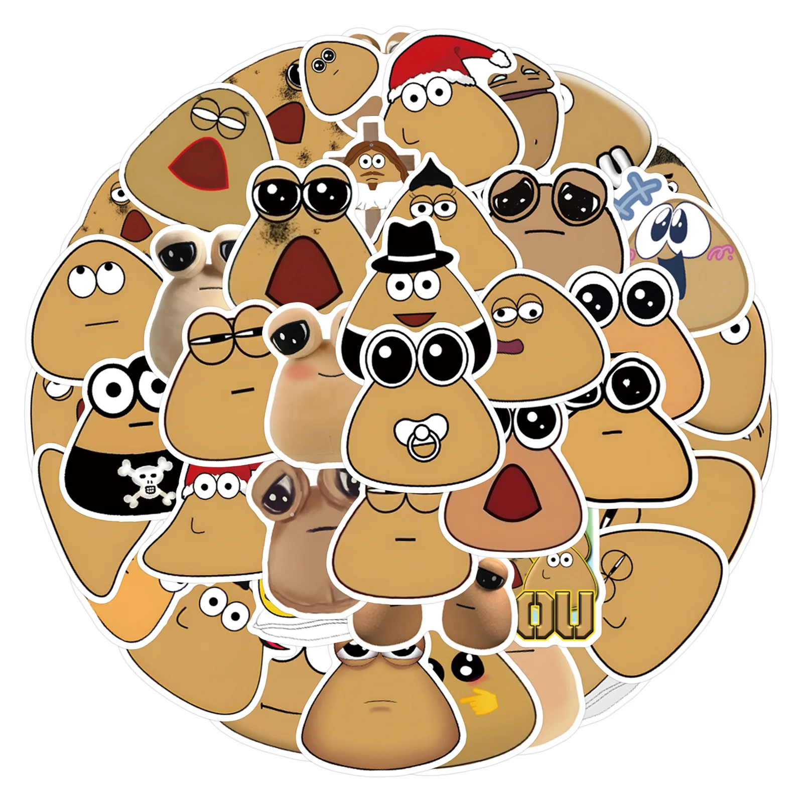 

55PCS Game My Pet Alien Pou Sticker Cartoon Cute Fun Doodle Waterproof Decal Children's Toys for Wardrobe Bike Desk Guitar