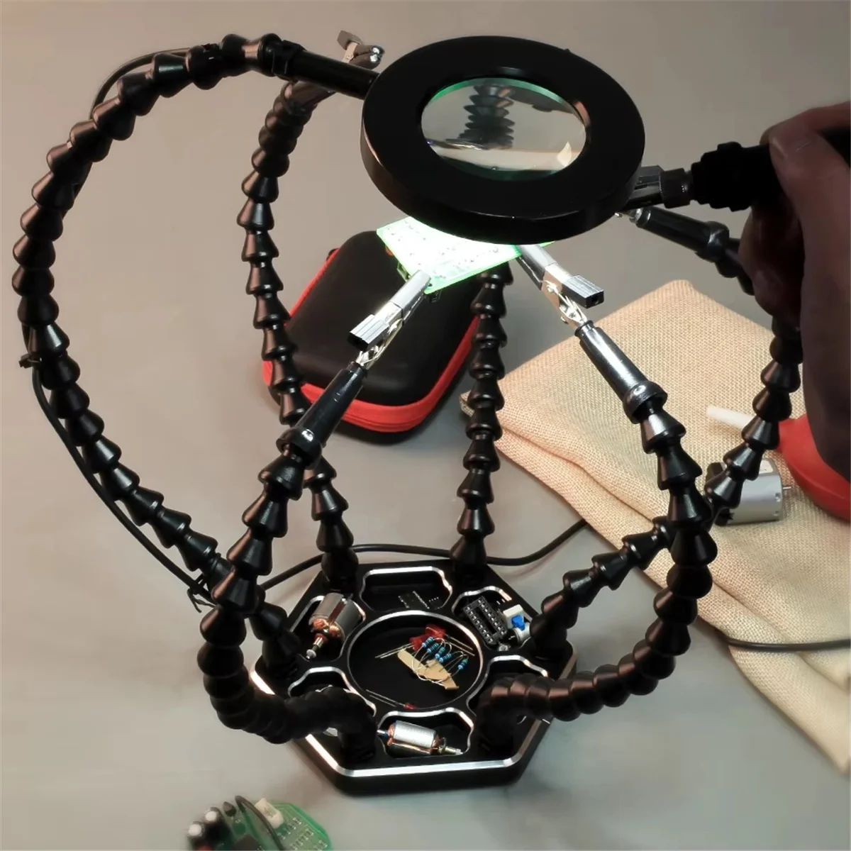 

ABNJ Третий держатель печатной платы для пайки, инструмент для помощи, поделки, сварочная станция для хобби, USB-вентиляторы постоянного тока, 6 шт., гибкие рычаги A