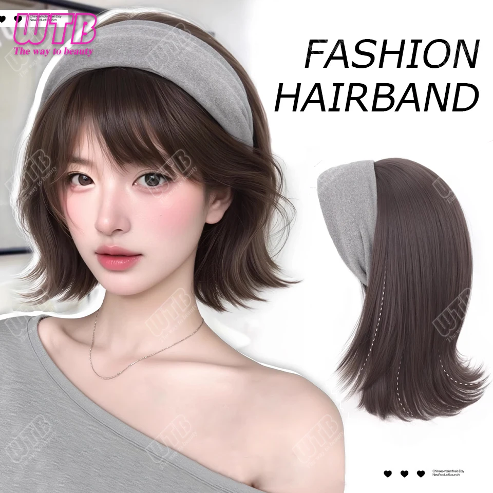 باروكات شعر صناعية، باروكات نصف أغطية الرأس، شعر نسائي قصير، باروكات مقلوبة، باروكات محاكاة طبيعية قابلة للفصل #1