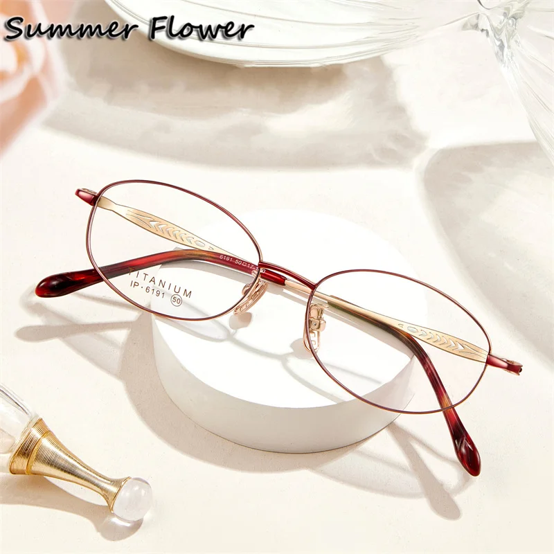 

Pure Titanium Reading Eyeglasses Women Prescription Glasses Men Myopia Presbyopia Lenses Spectacle Rose Gold Fashion Gafas