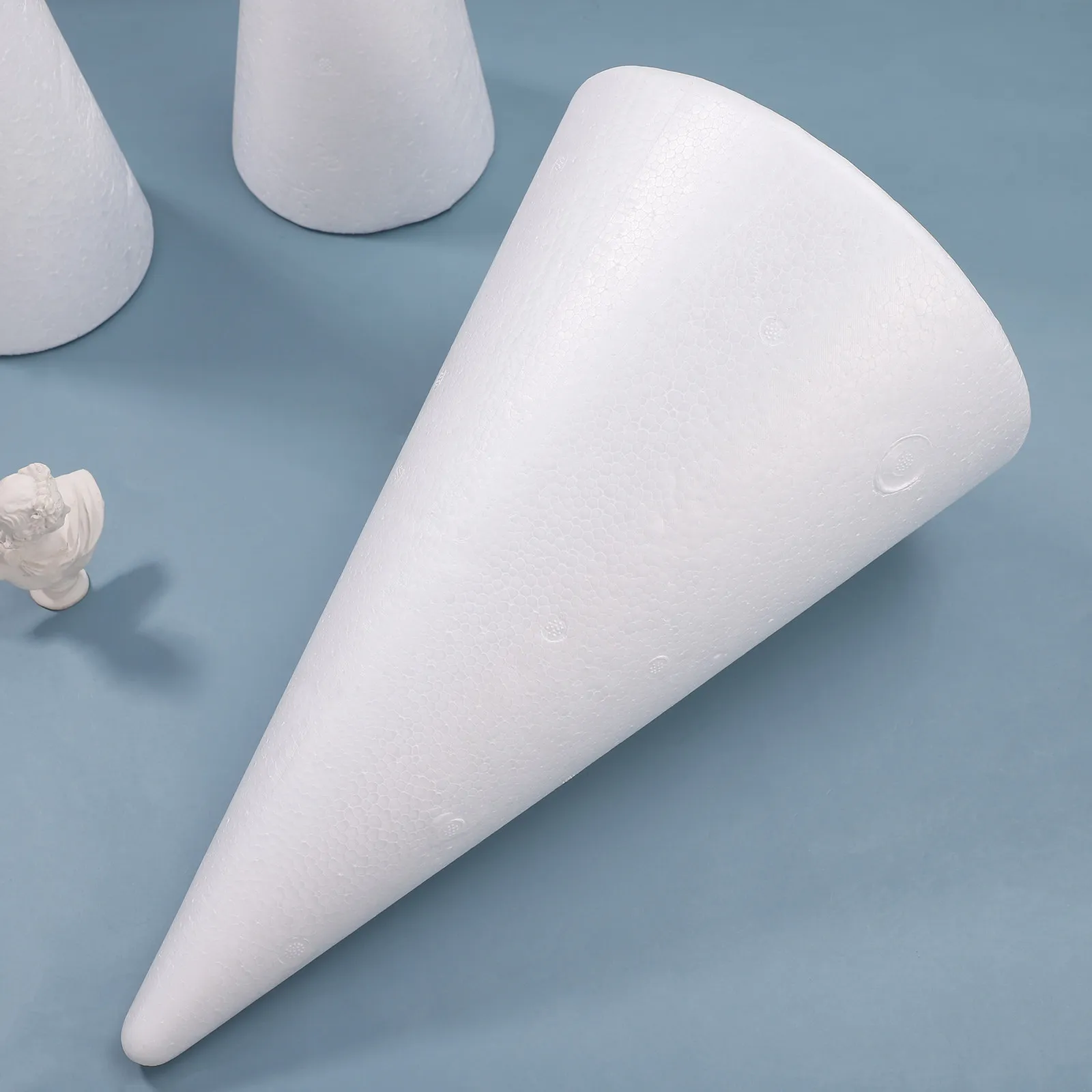 

White Cone Shaped Foam DIY Craft Cone 34.5x19.5cm Christmas Tree Table Centerpiece Easy to Paint for Kids Preschool Winter Party