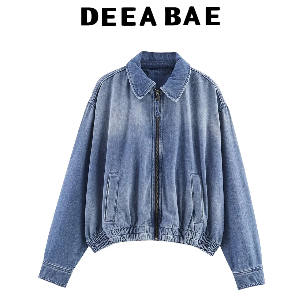 DEEABAE 2025 automne nouvelle mode femme décontracté polyvalent ample à manches longues denim pilote veste