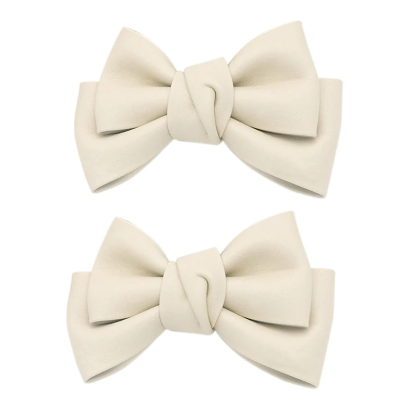 2 uds Clips de zapatos extraíbles Clips de zapatos con lazo de cuero Clips de joyería para zapatos hebilla de zapato para fiesta de boda blanco crema fácil de instalar