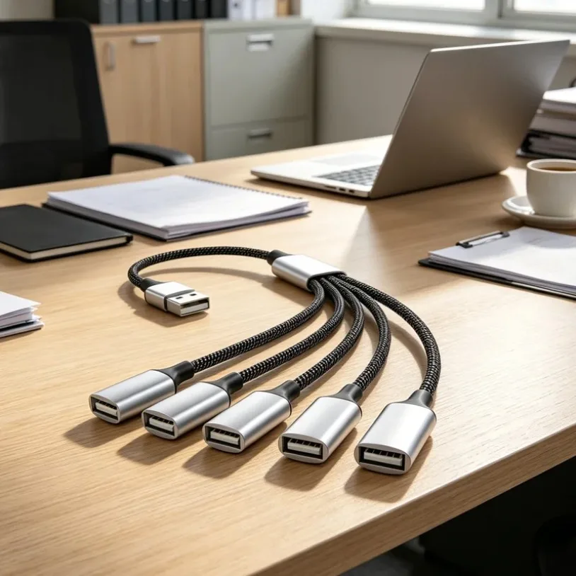 4-in-1-USB-Splitter-Hub, OTG-Adapter, mehrere Anschlüsse, USB-Verlängerungskabel, Lade- und Stromversorgung, Docking-Expander für PC, Laptop, Mobiltelefon