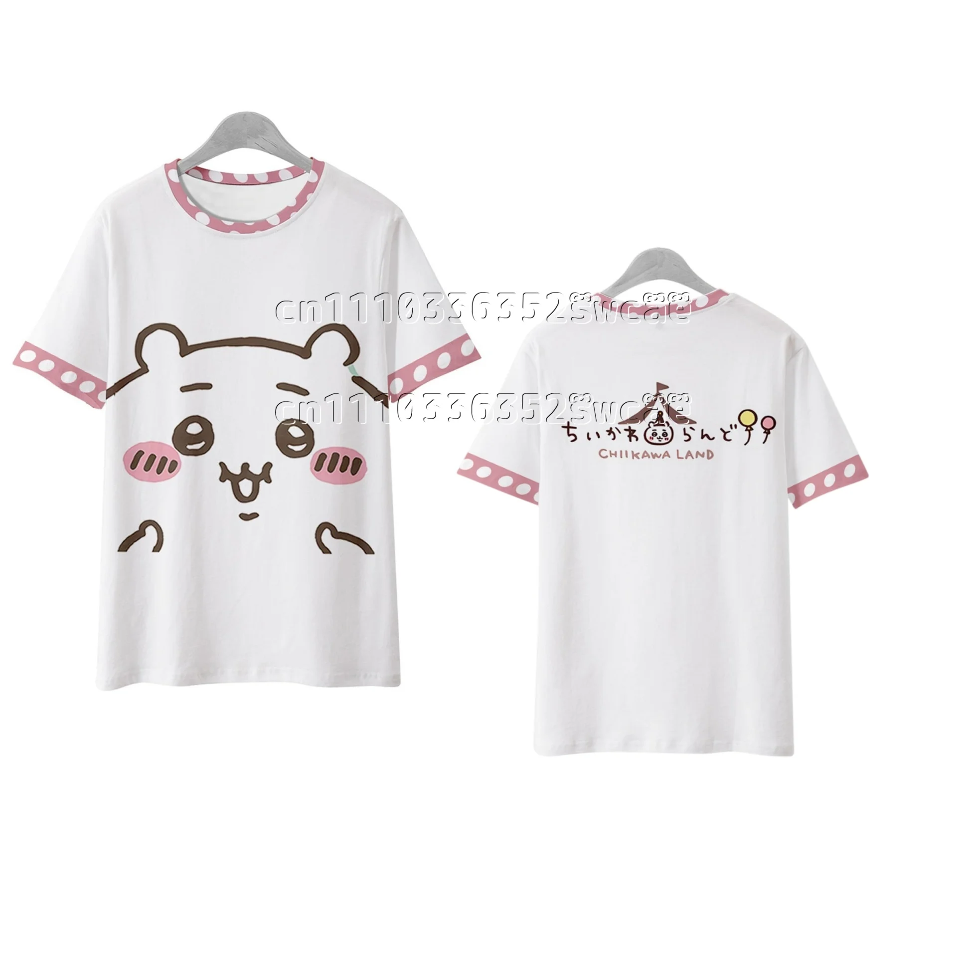 FamilyMatching Sommer Neue Chiikawa-Serie Anime T-Shirt Japanischer Niedlicher Charakter-Print Kurzarm Street Unisex T-Shirt – Detail 5