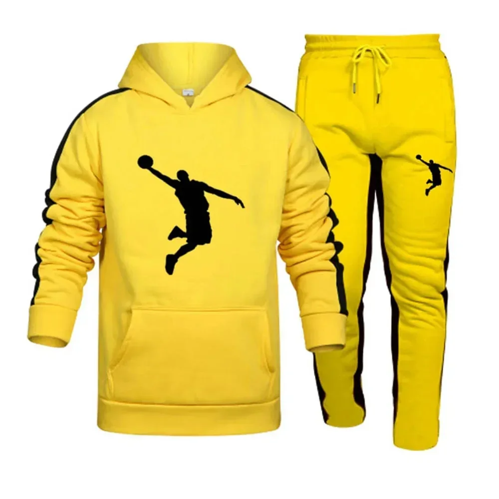 Men\'s Sets Hoodie Sweatshirt + Casual Pants 2-piece Spring Autumn Sportswear Men\'s Hoodie Pullover Jogging Sportswear Suit