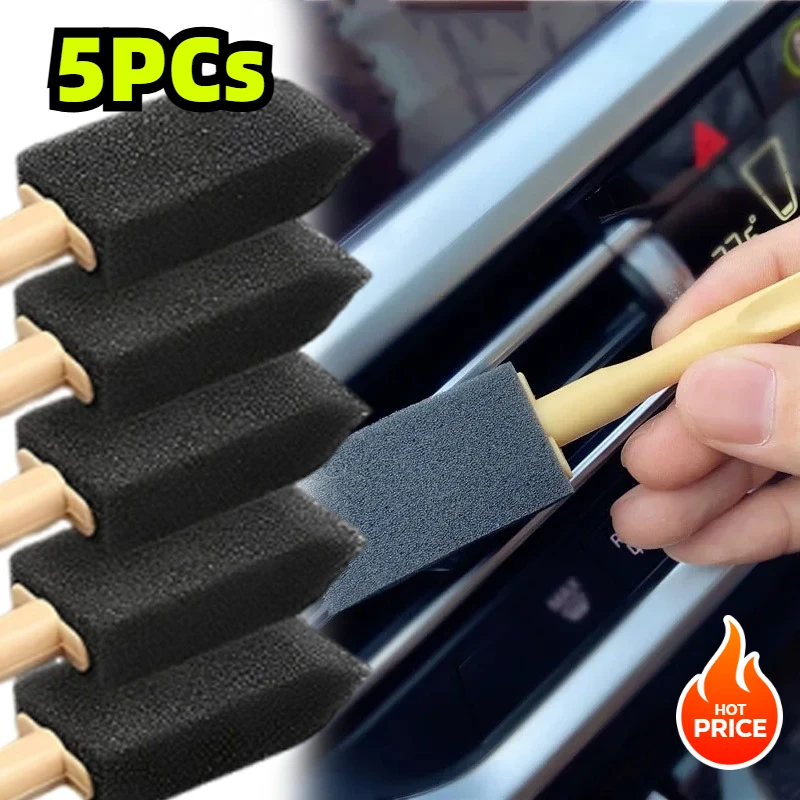 

1-5 шт., мини-автомобильный кондиционер, губка, щетка, пластиковая губка, щетка для детализации, щетка для удаления пыли, аксессуары для салона автомобиля