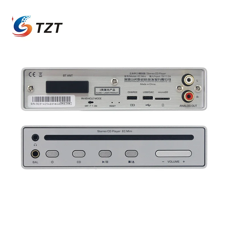 TZT Black/Silvery EC Mini Portable Professional TF Card Bi-directional Bluetooth5.0 Stereo CD Player Audio Decoder Headphone Amp