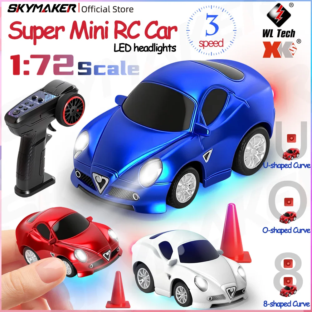 WLtoys Q7201 1/72 4WD Mini RC Racing Car 2.4G Gyroscope, Cruise Control 3-Speed Adjustable Speed & LED Light Pocket Desktop Toy
