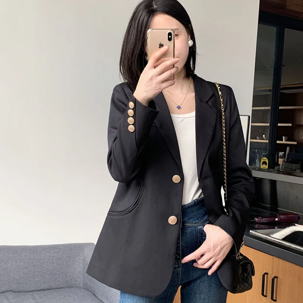 2024 Spring New Blazer For Women Casual Designer Chic Loose Elegant Jacket Female Trendy Solid Color Office Lady Blazer Top Coat