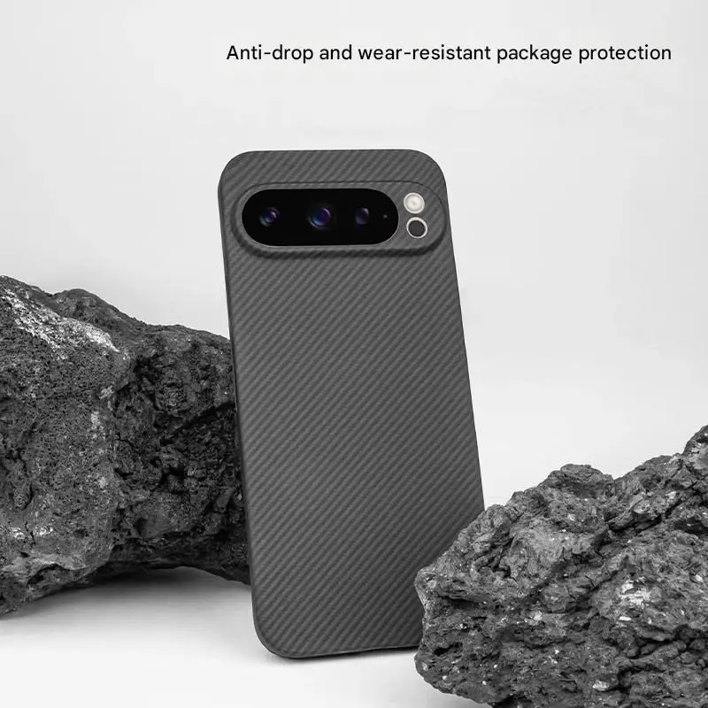 Etui na Google Pixel 9 Pro XL/Pixel 9 Pro/Pixel 9 z włókna aramidowego, kevlaru i włókna węglowego, ultracienkie, materiałowe, twarde, magnetyczne, czarne, smukłe. — zdjęcie produktu 3