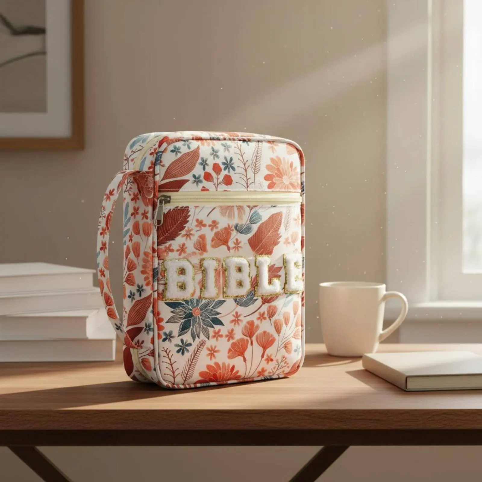 

Book Organizer with Handle Long-Lasting Fastener Zippered Book Protector Bible Carrying Case Large Capacity Bible Study