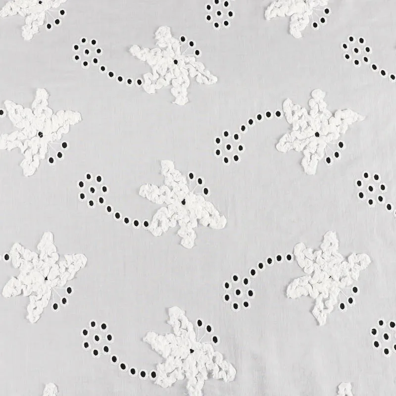 

100% Cotton Embroidered Fabric 3D Braided Eyelet Dress Sewing Lace Fabric