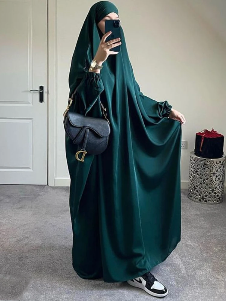 Ramadan One Piece  Long Khimar Abaya Muslim Women Dress Prayer Garment Dubai Saudi Prayer Dress Maxi Loose Robe Eid Niqab