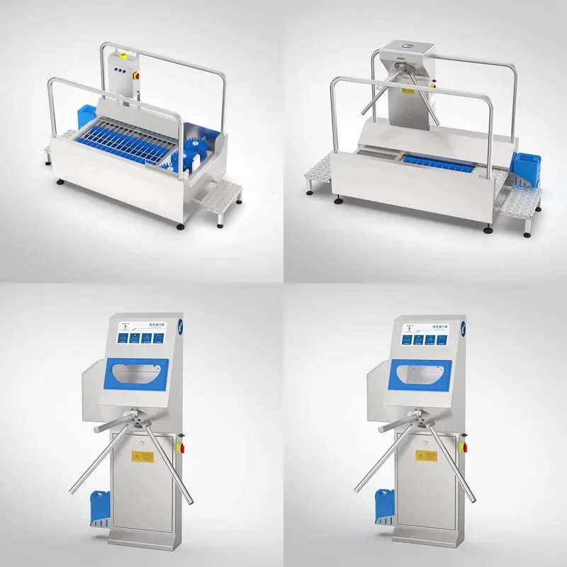 Automatic Shoe Cleaning and Disinfection Machine with Revolving Door Access Control for Sole Sanitizing Station