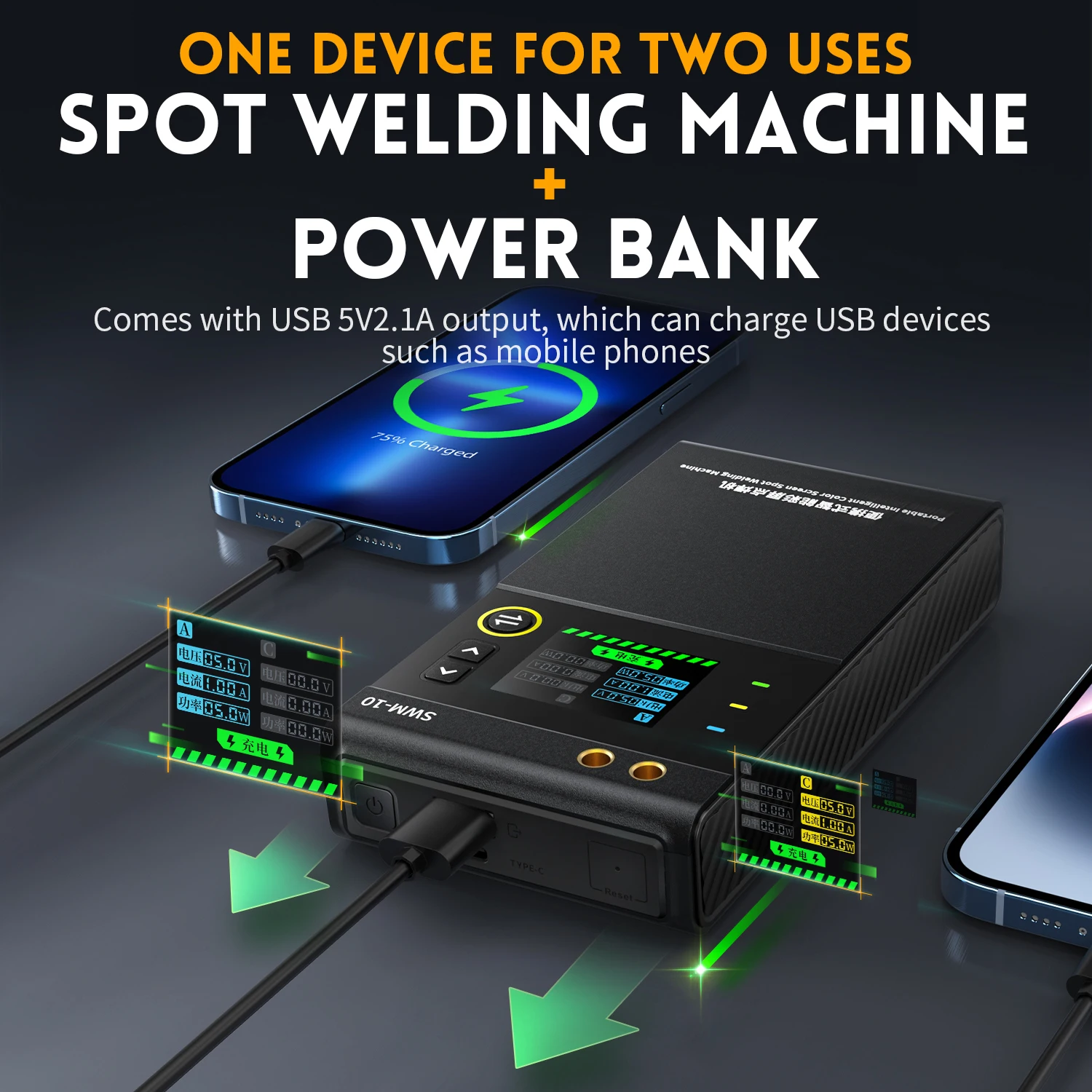 Imagem -04 - Fnirsi-portátil Handheld Welding Machine Battery Spot Welder Tft Color Screen Faça Você Mesmo Folha de Níquel Max 025 Milímetros 18650 Bateria Swm10