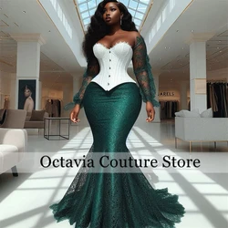 Aso Ebi Green Sweetheart Evening Dresses For Black Girl Lace 204 Birthday Luxury Dress Graduation Gown With Sleeve Customized