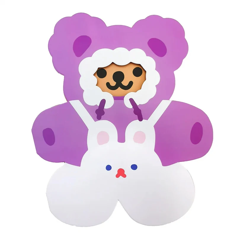 10pcs/Ins Wind Little Bear Greeting Card Blessing Message Card Girl Creative Cute Cartoon Handwritten Small Card