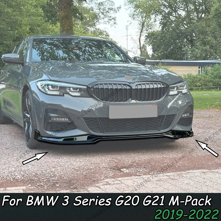

3Pcs Front Splitter For BMW G20 G21 M-Sport 320i 330i M340i xDrive 2019-2022 Gloss Black Body Kits Spoiler Diffuser Guard Tuning