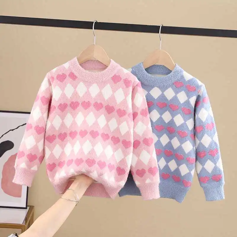 

Baby Girl Knitted Sweater Autumn Winter Spring Infant Toddler Child Loose Sweater Pullover O-neck Baby Clothes 2 10 12Y Clothes