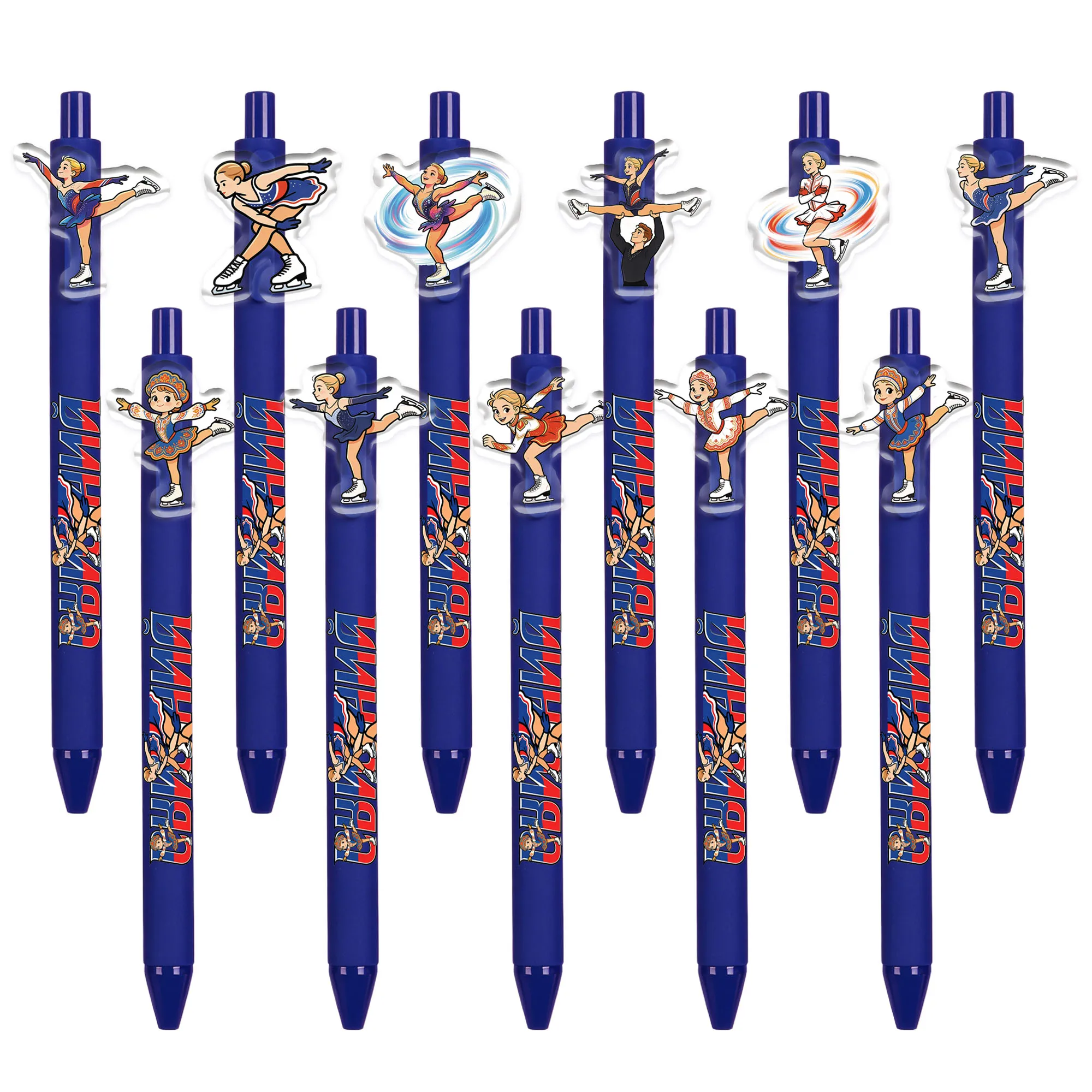 

11pcs/15pcs Figure Skating Theme Pattern Ballpoint Pen Learning Office Gift Ballpoint Pen