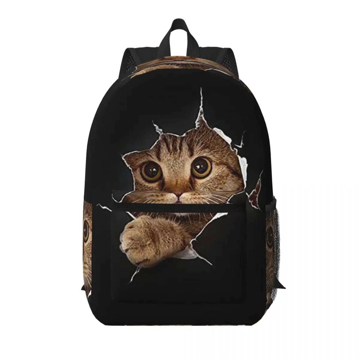 

The Cat Broke Out Of The Wall Student Backpack School Bag Hiking Travel Daypack for Men Women Bookbag Shoulder Bags