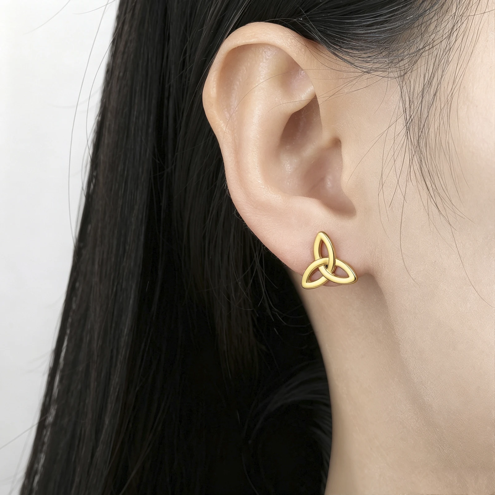 Eueavan 3D-Ohrstecker mit keltischem Dreifachknoten, aus Edelstahl, irisches Knoten-Design, Schmuckstück für die Ohren, Symbol für Ewigkeit, hohle Damenohrringe, Geschenk. – Detail 2