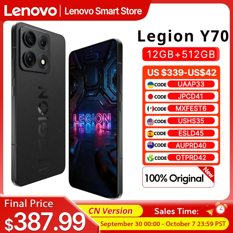 Lenovo Legion Y70 2026 ゲーミングスマートフォン 中国版 Snapdragon 8 Gen 5 CPU 6.82インチ 144Hzディスプレイ 8000mAh 90W携帯電話
