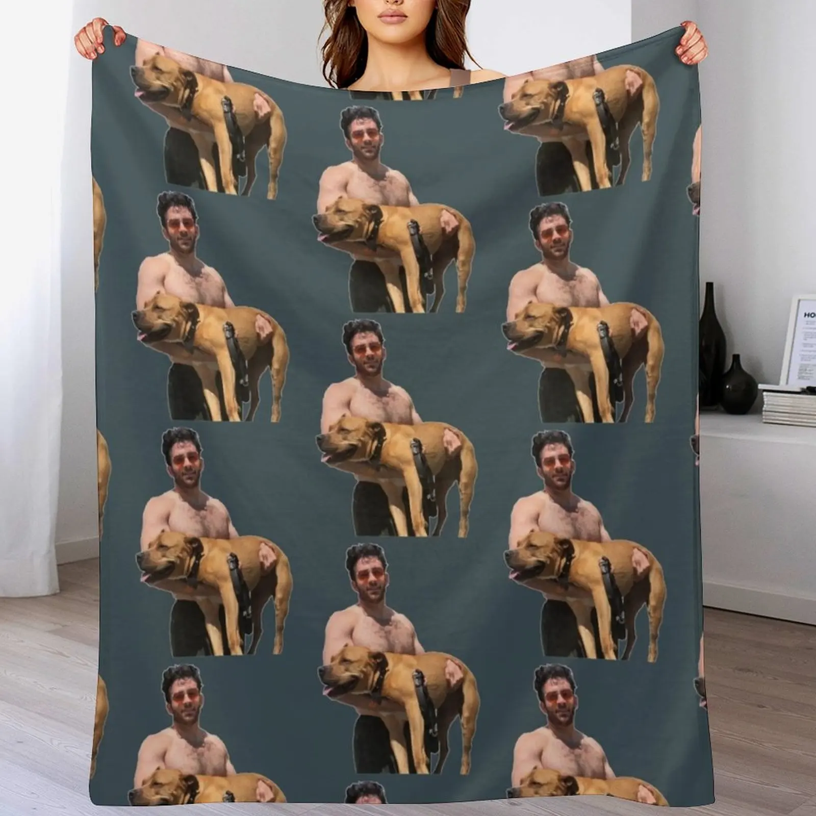 

Hasan Piker and happy dog Throw Blanket Extra Large Throw Luxury Designer Blankets