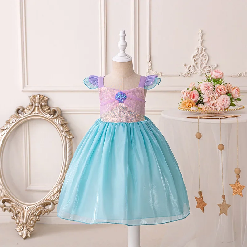 

Mermaid Dress Kids Halloween Fancy Costume Children Carnival Birthday Party Cosplay Clothes Girl Sequined Princess Dress