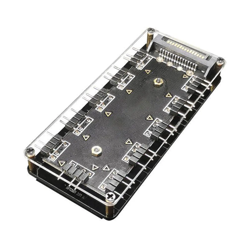 ARGB Splitter Hub 1 to 10 Ports 5V 3Pin Connector for LED Strips Fans Cooling Supports Multiple Devices with Balanced Voltage