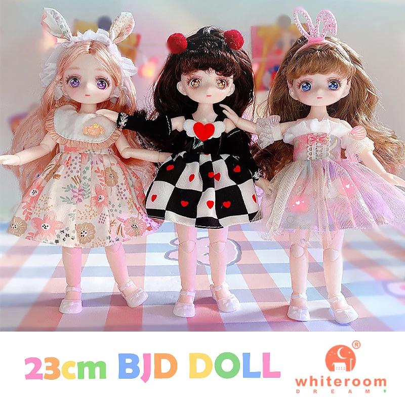 23cm BJD Doll Girl Body Toy 15 Joint Movable  Kawaii Doll With Fashion Clothes Soft Hair Dress Up Girls Toys Birthday Gift Doll