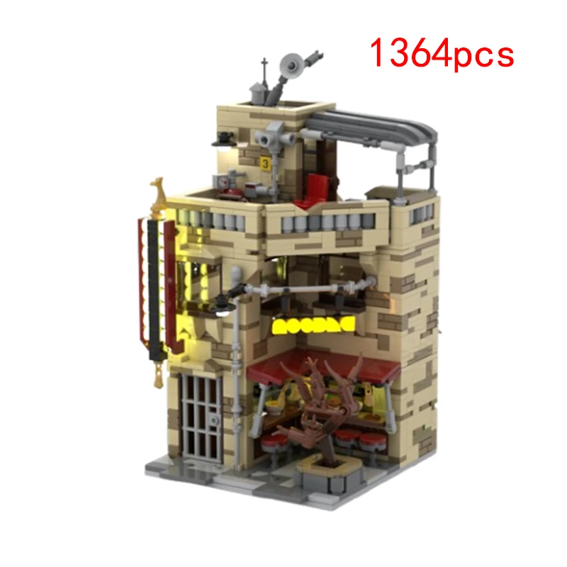 Spot MOC-109598 City Street View Model Noodle Shop Modular Creative Puzzle Gift Toy Ornament