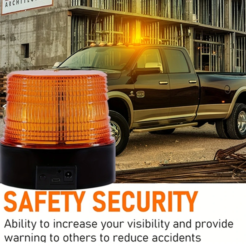 Battery Led Strobe Light, Wireless Amber Emergency Magnetic Flashing Warning Beacon for Truck Vehicle  DC12-35v Cigarette Light