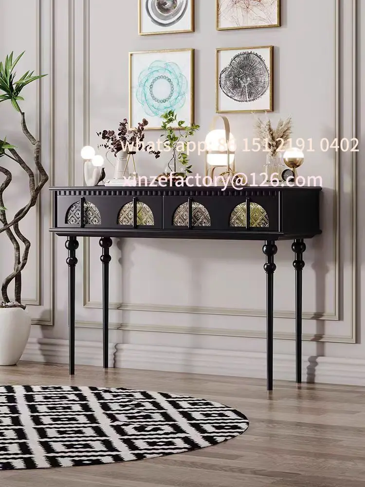 Customizable French light luxury entrance cabinet vintage corridor aisle long table simple living room entrance directly opposit