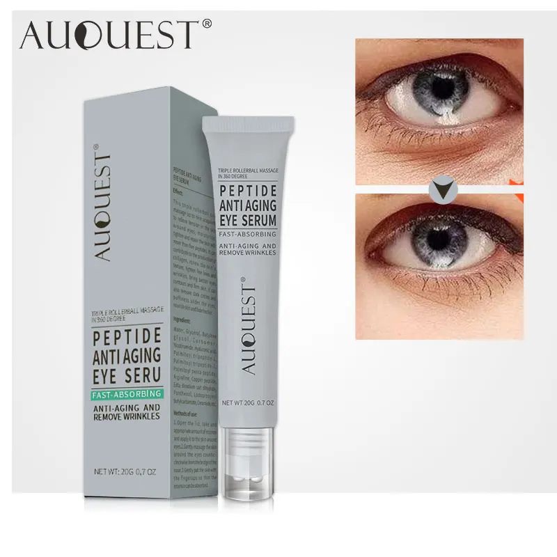 AuQuest Peptides Ageless Instantly Eye CreamHyaluronic Acid Serum Essence Gel for Firming Wrinkles Whitening Puffy EyeCare 10PCS