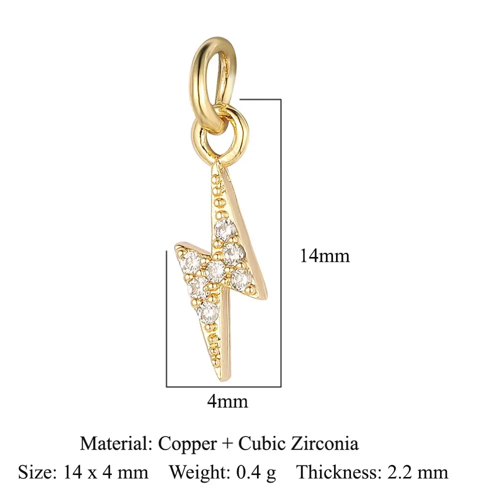5 stks/partij Ster Hart Sleutel Koper Kubieke Zirkoon Charms Clover Lightning Hoefijzer Racket Maan Armband Oorbel Ketting Hanger