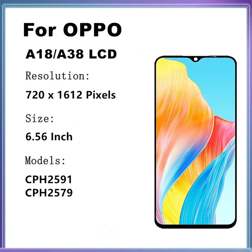 Pantalla LCD A18 A38 para OPPO A38 CPH2579 LCD Display Touch Screen Digiziter Assembly Replacement para Oppo A18 CPH2591 Display con Marco 2