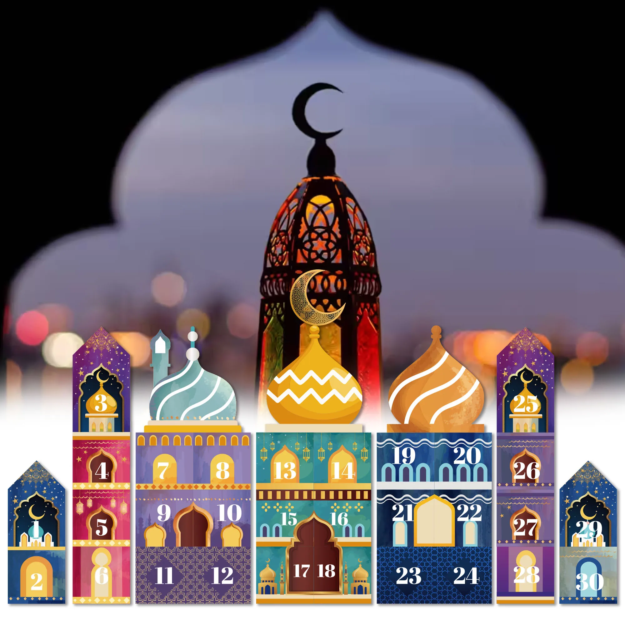 Ramadan Decorations 30 Days DIY Eid Mubarak Countdown Calendar Advent Ramadan Gift Box Ramadan Mubarak Cardboard Number Box